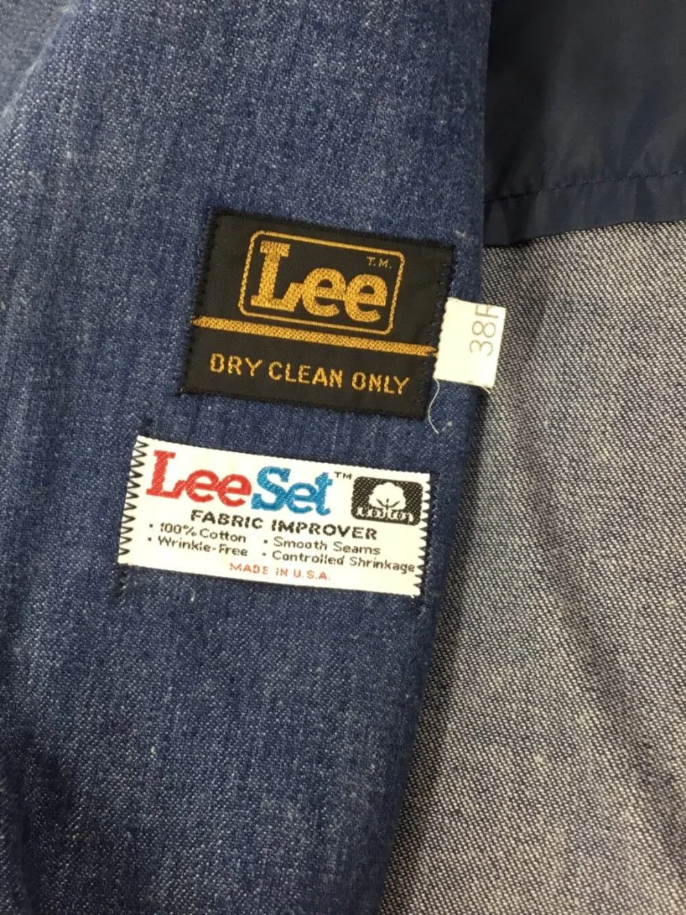 Vintage Lee Set Denim Blazer Sport Coat Jacket USA Blue Men's 38 Regular Vented